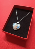 Collana cuore con foto personalizzata UV resinata e cristalli luminosi