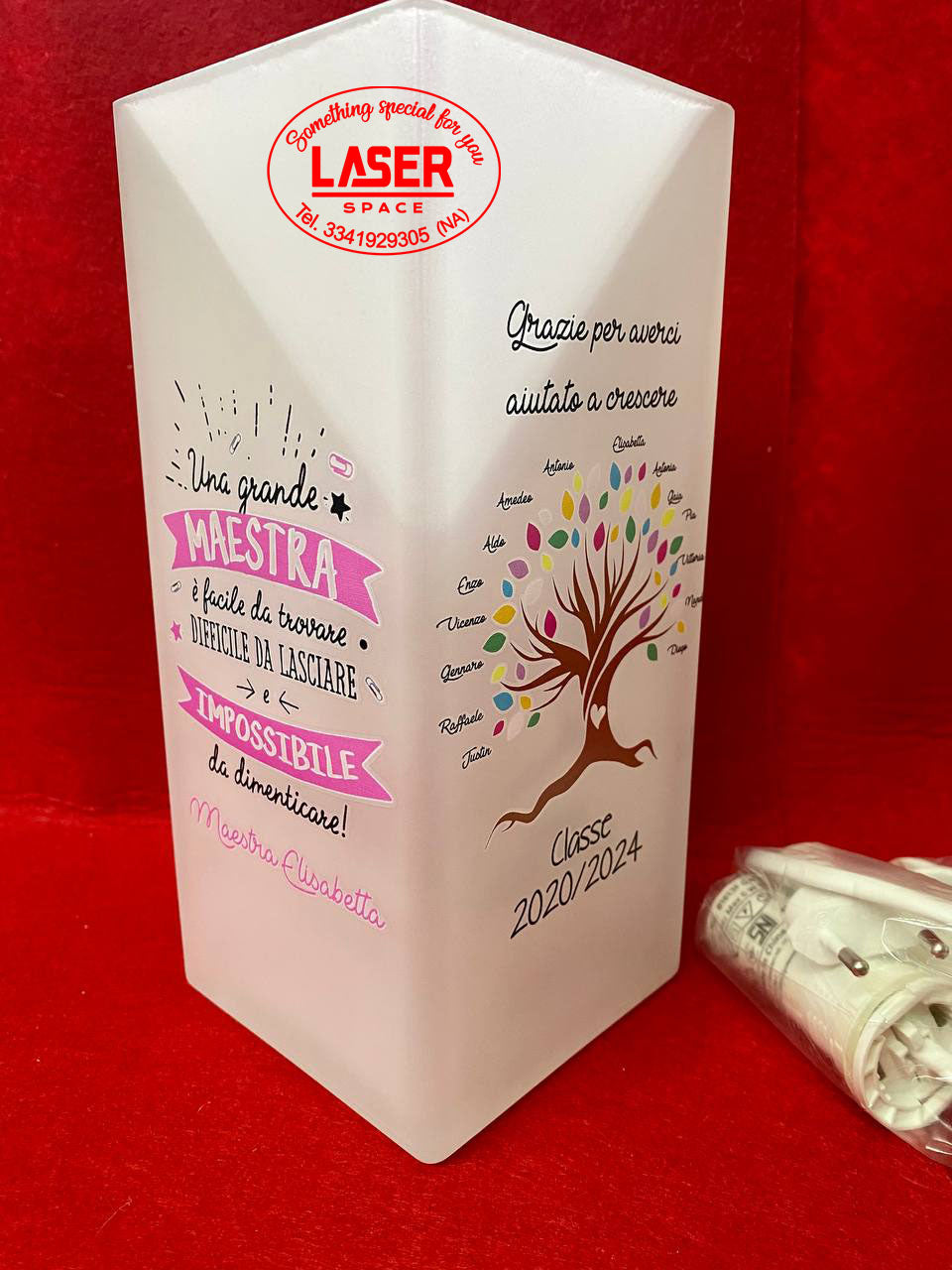 Lampada in Vetro Personalizzata per Maestra - Regalo Perfetto Fine Anno Scolastico