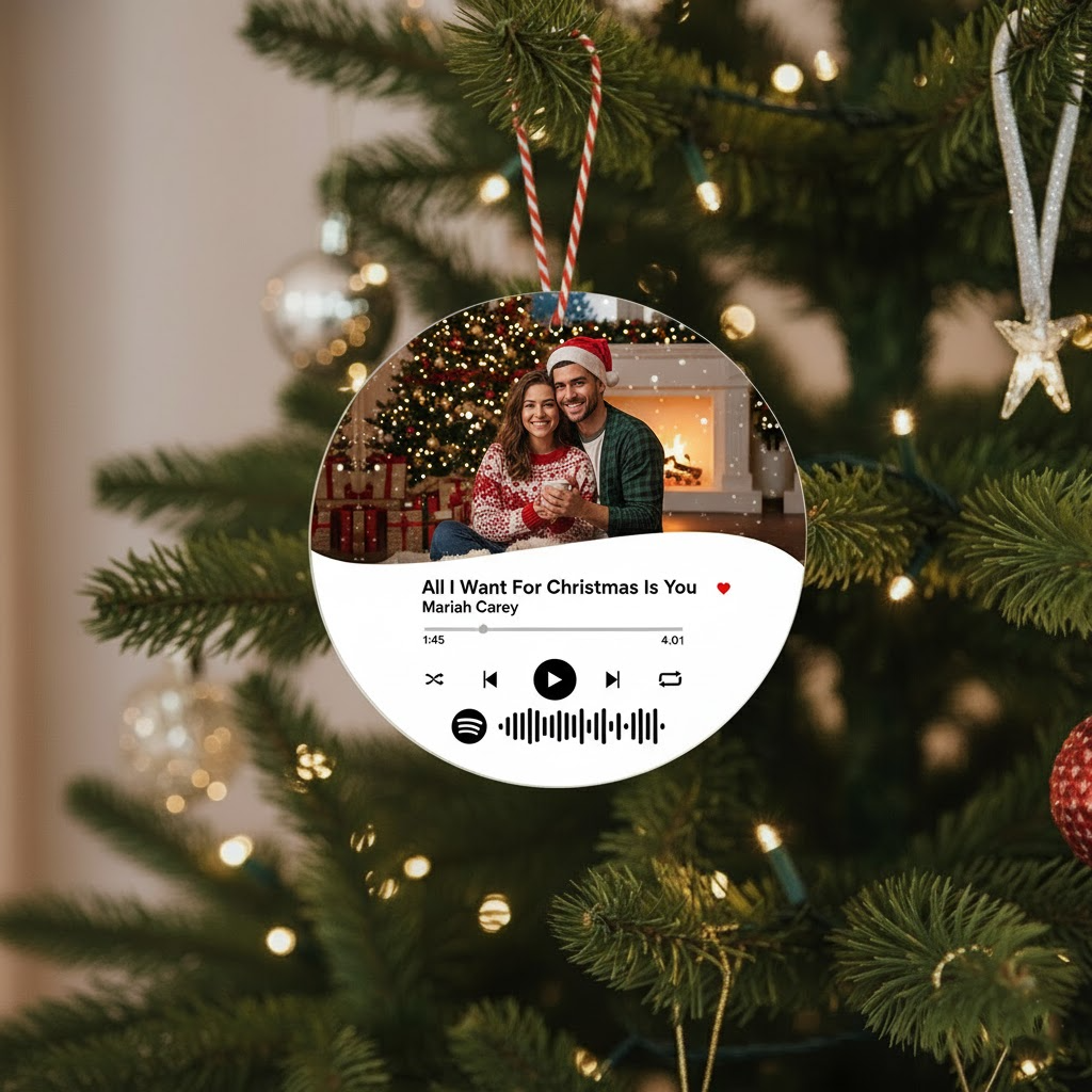 dettaglio codice Spotify su pallina di Natale personalizzata