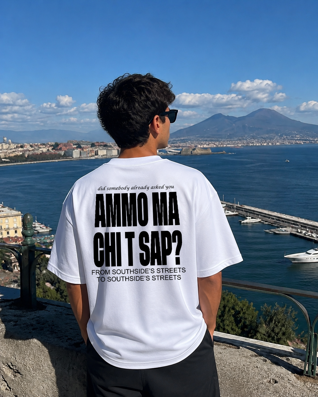 T-Shirt Oversize "AMMO MA CHI T SAP?" – Streetwear Napoletano Unisex