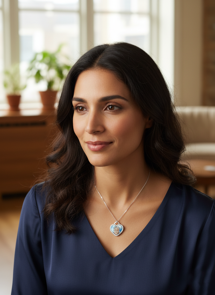 Collana cuore ricordo personalizzata con foto resinata UV