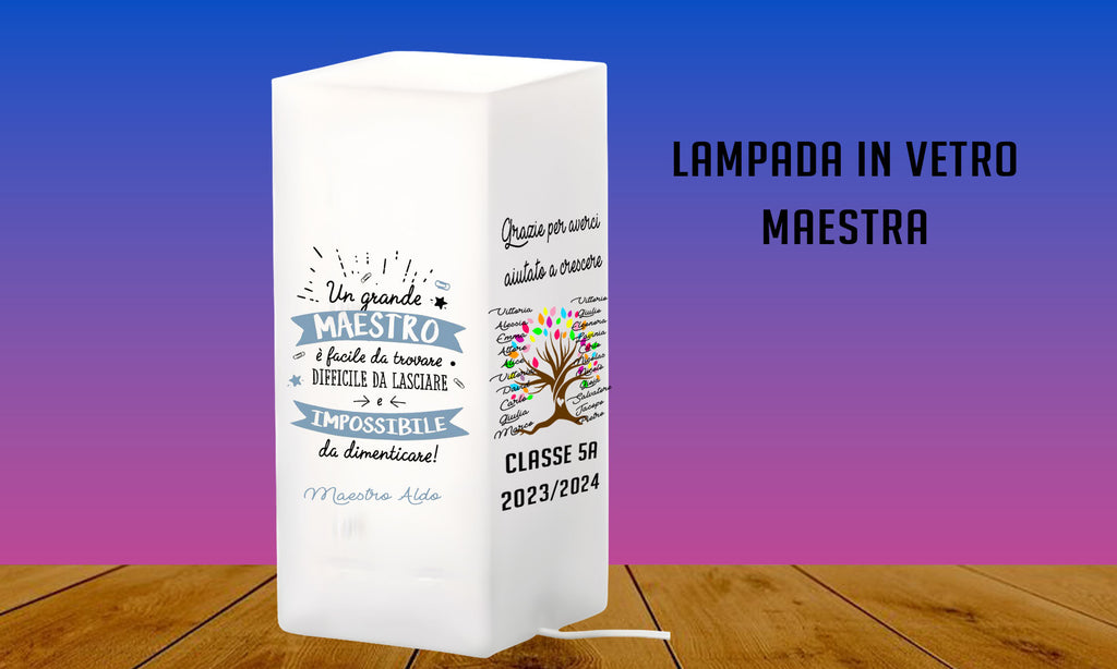Lampada in Vetro Personalizzata per Maestra - Regalo Perfetto Fine Anno Scolastico