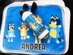 Bluey Set Scuola Personalizzato - Borraccia e Tovaglietta per Bambini