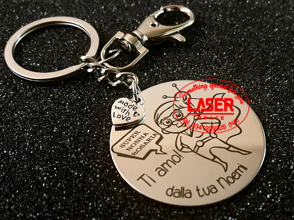 Portachiavi in acciaio Festa dei Nonni Incisione Laser Gratis