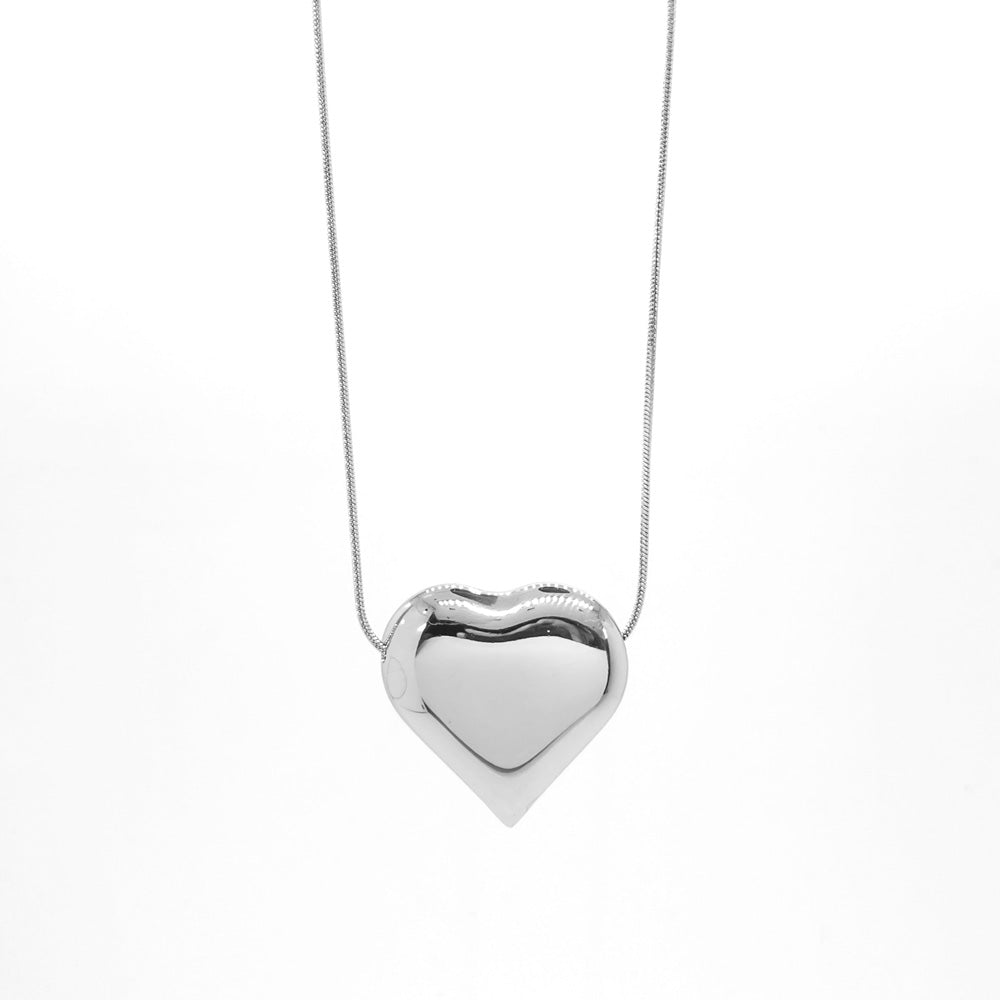 Collana con cuore Bombato  in acciaio inossidabile Bijoux incisione Laser