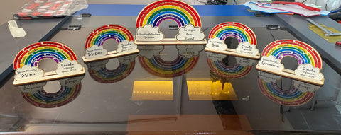 Arcobaleno in legno regalo insegnanti maestre con classe e alunni Stampa uv