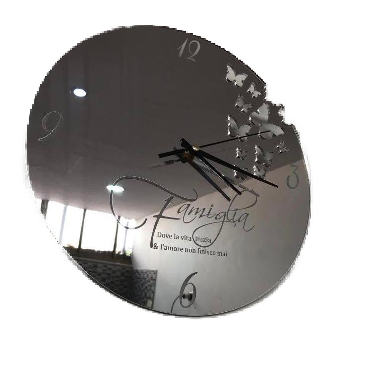 Orologio da parete plexiglass argento specchio family